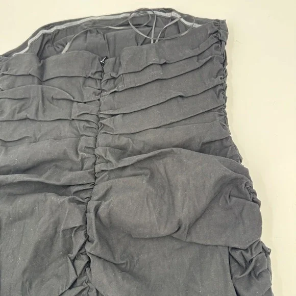 Anthropologie Black Strapless Dress Ruched Bodycon Mini Dress Size L - Picture 11 of 16